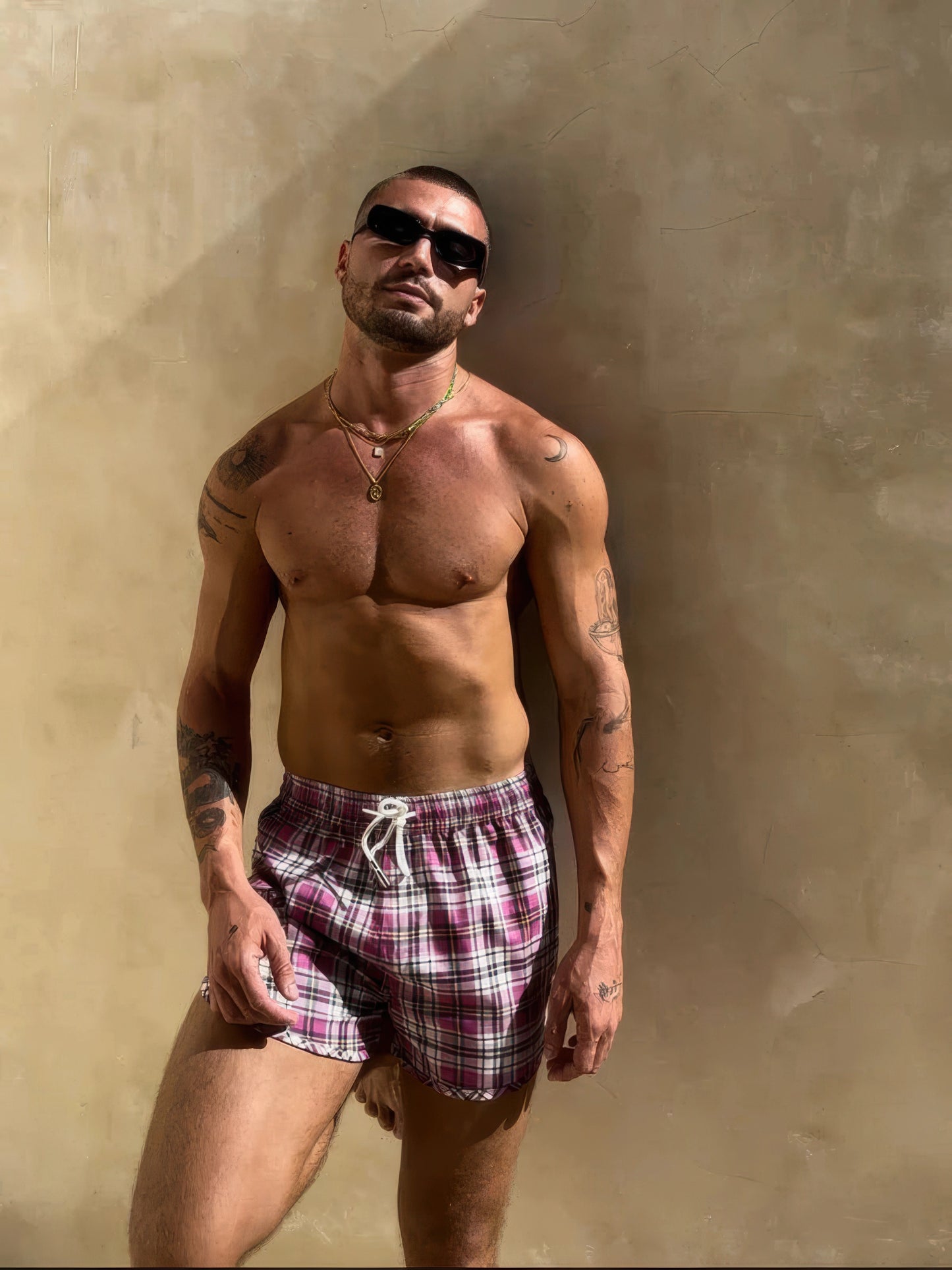 #Color_Fuchsia Vintage Checks