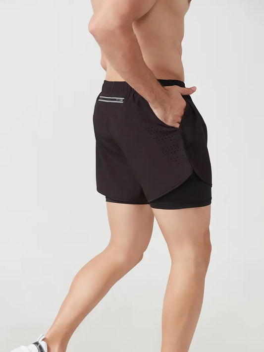 Men's 2-in-1 Quick Dry Fitness Training Shorts