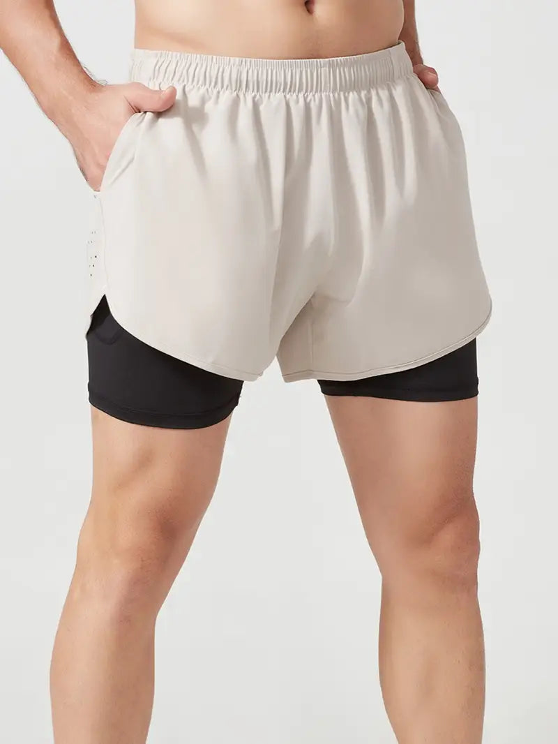 Men's 2-in-1 Quick Dry Fitness Training Shorts