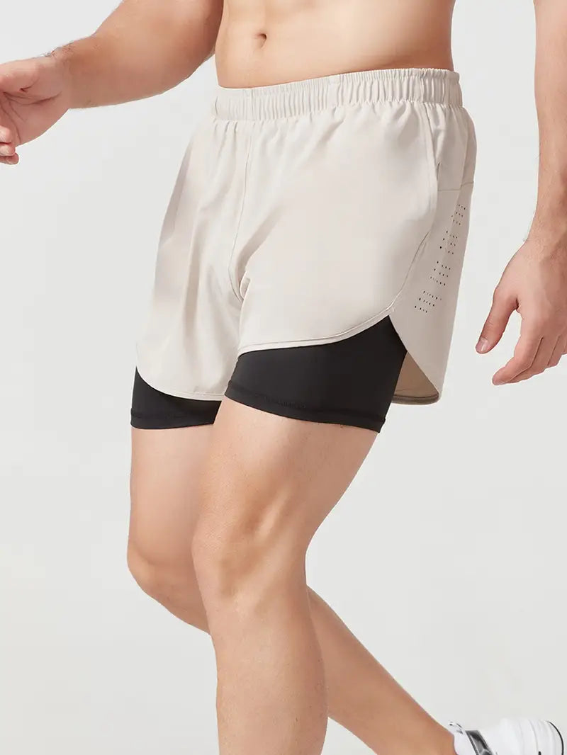 Men's 2-in-1 Quick Dry Fitness Training Shorts