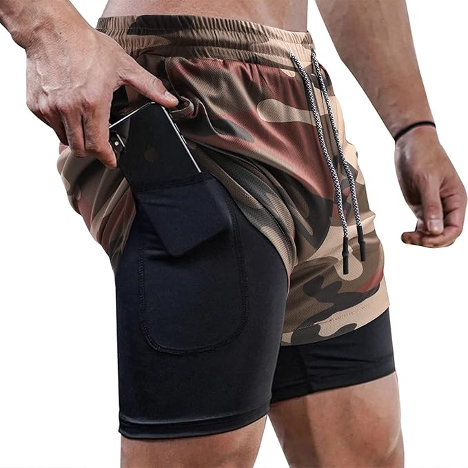 Men's Tactical Camo 2-in-1 Training Shorts