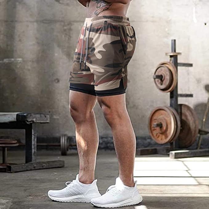 Men's Tactical Camo 2-in-1 Training Shorts