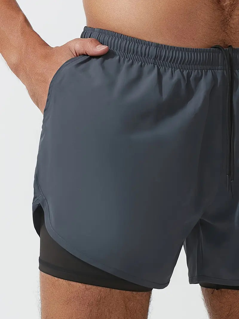 Men's 2-in-1 Quick Dry Fitness Training Shorts