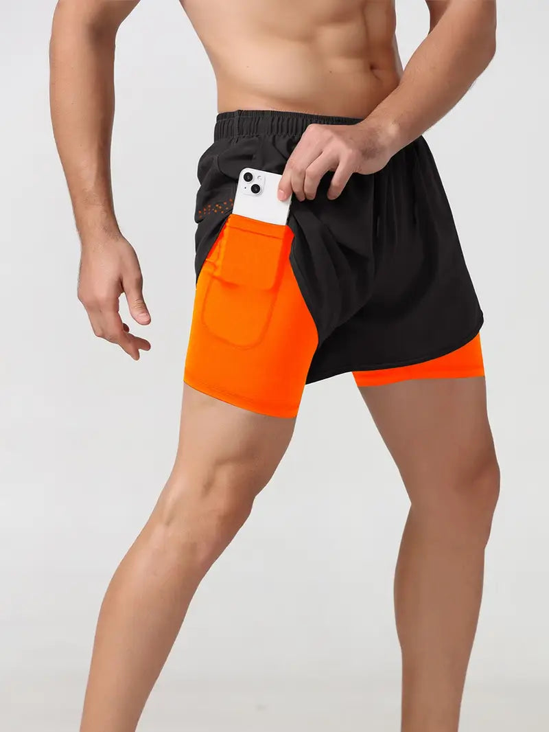 Men's 2-in-1 Quick Dry Fitness Training Shorts