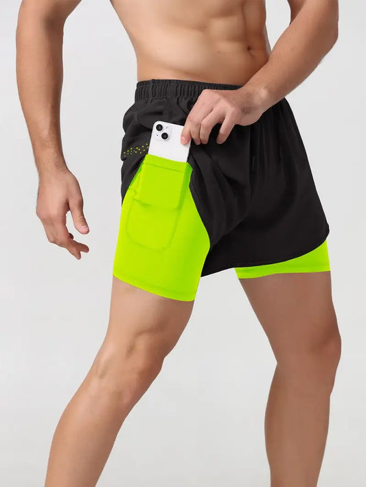 Men's 2-in-1 Quick Dry Fitness Training Shorts