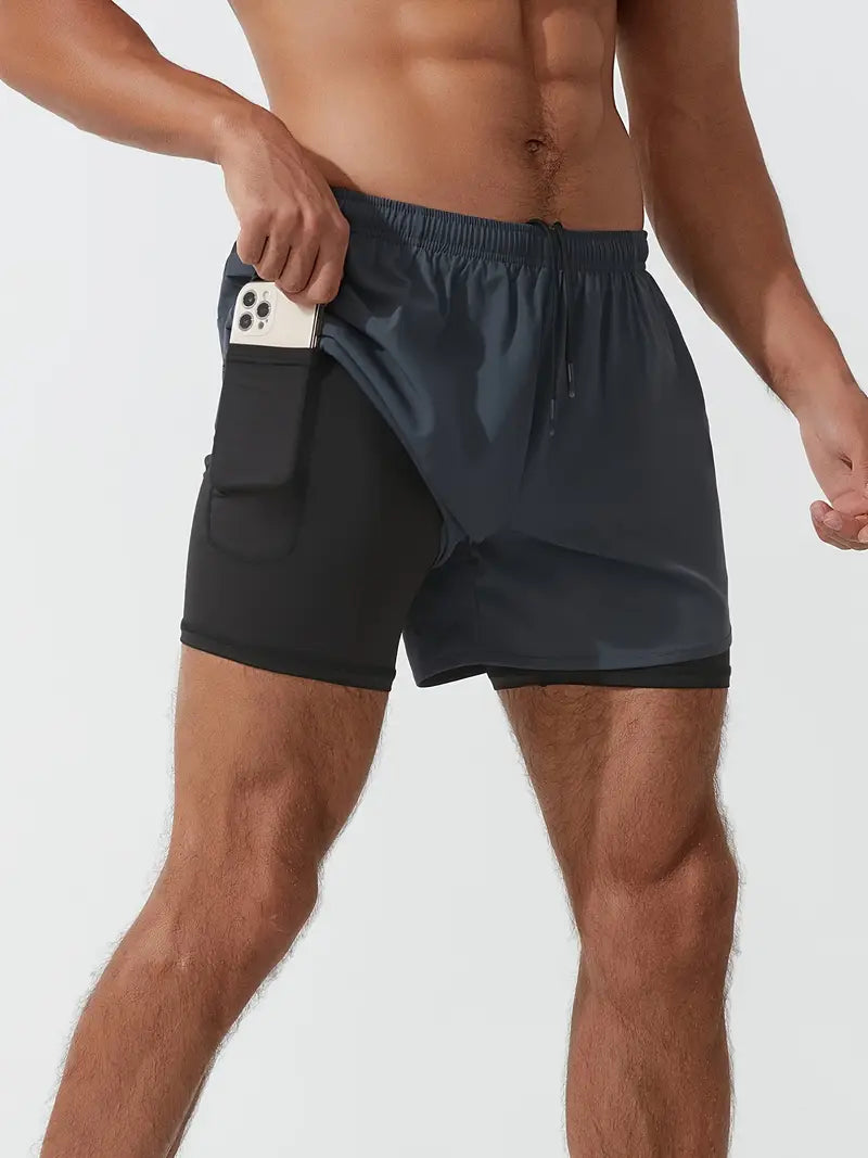 Men's 2-in-1 Quick Dry Fitness Training Shorts