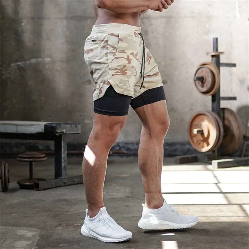 Men's Tactical Camo 2-in-1 Training Shorts - myovv.com