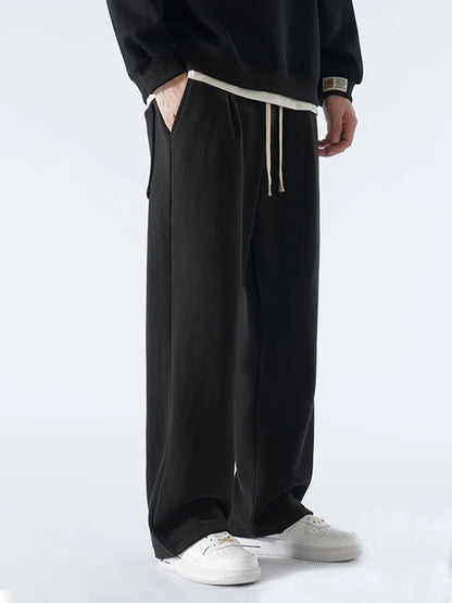 MYOVV Men's Thermal Wide-Leg Fleece Pants