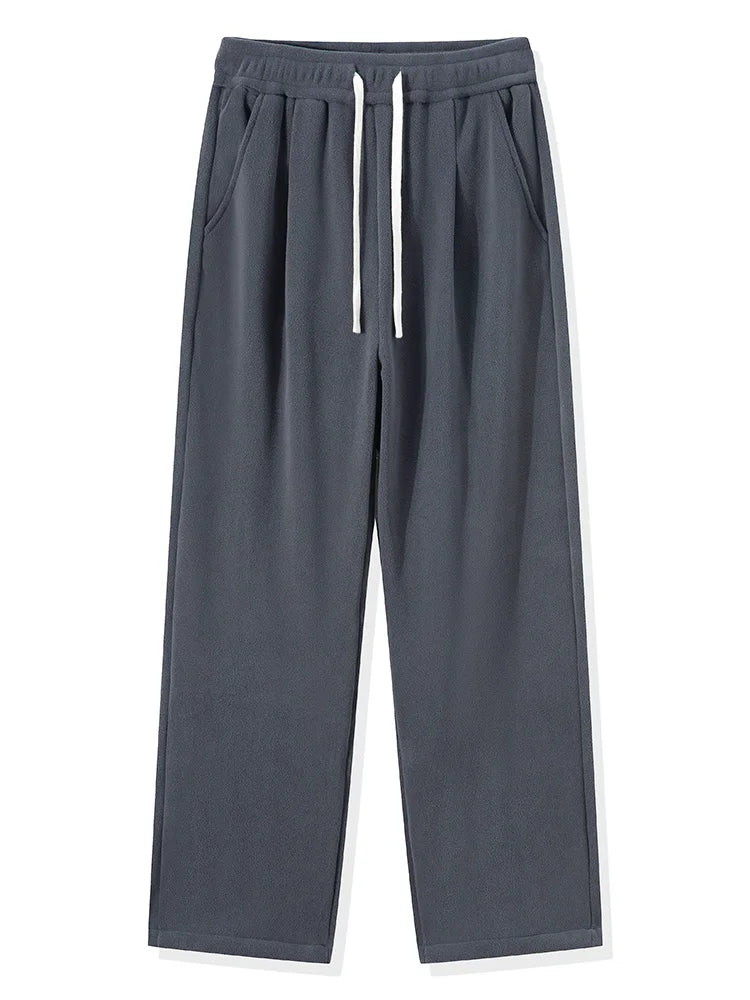 MYOVV Men's Thermal Wide-Leg Fleece Pants