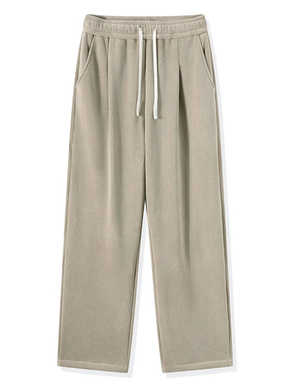MYOVV Men's Thermal Wide-Leg Fleece Pants