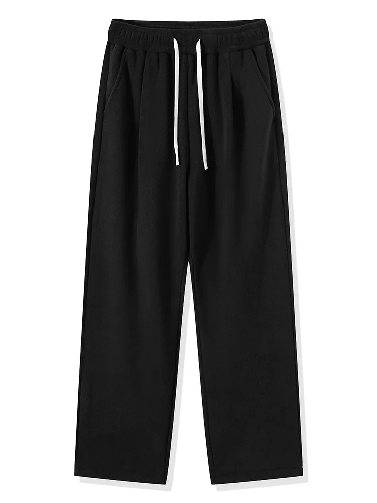 MYOVV Men's Thermal Wide-Leg Fleece Pants
