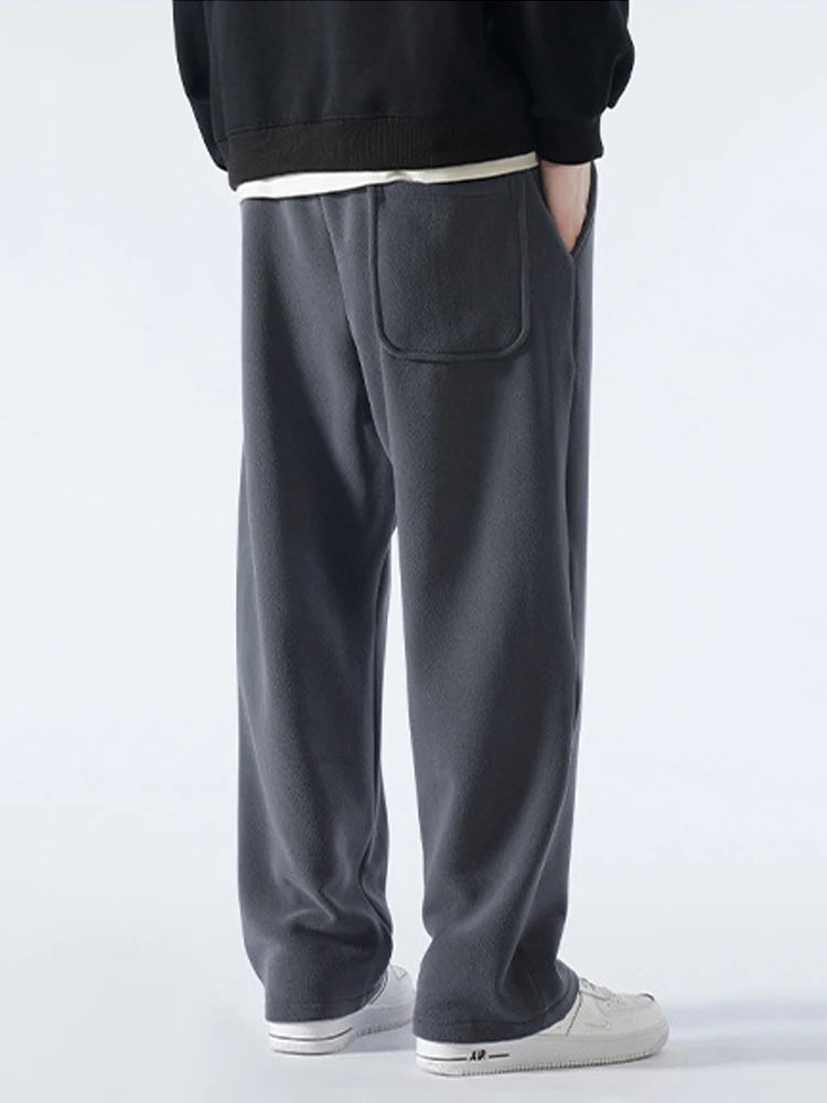 MYOVV Men's Thermal Wide-Leg Fleece Pants