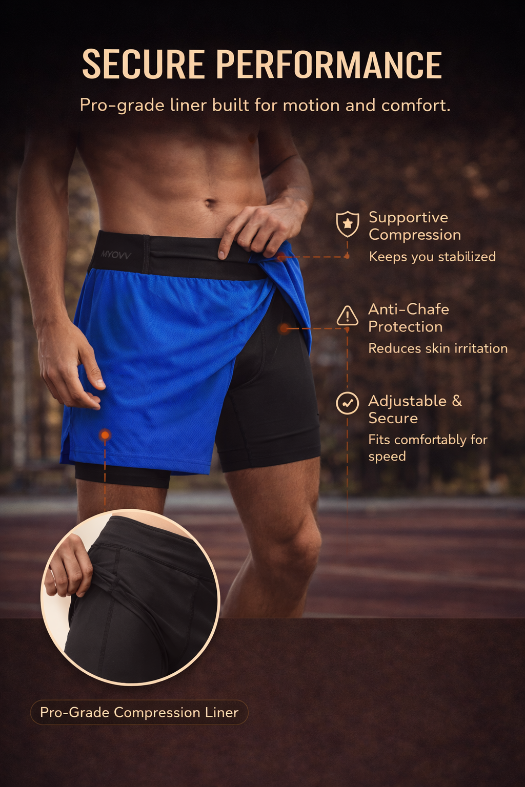 TrailGuard Dual-Layer Running Shorts with Built-In Belt