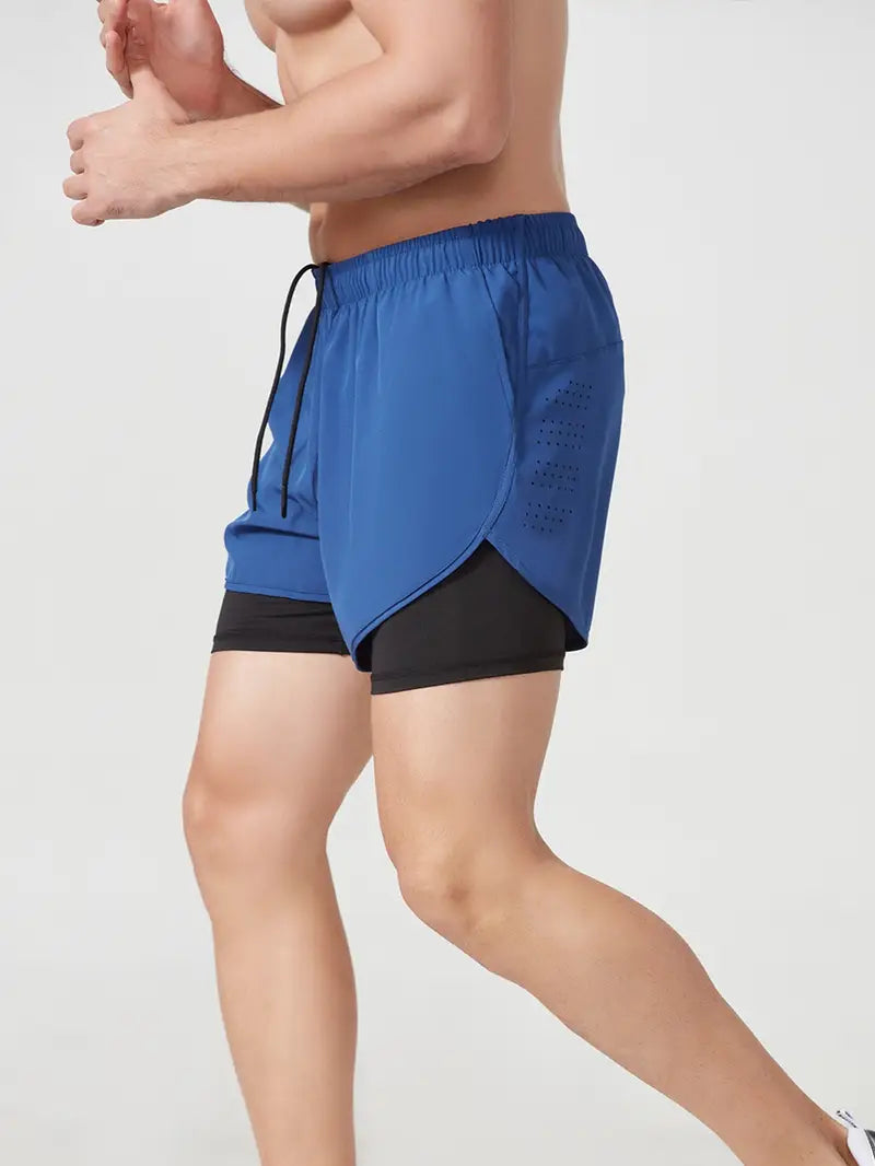 Men's 2-in-1 Quick Dry Fitness Training Shorts