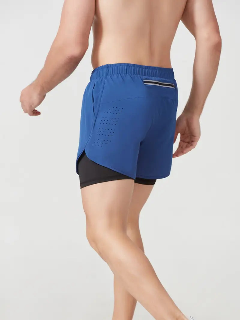 Men's 2-in-1 Quick Dry Fitness Training Shorts