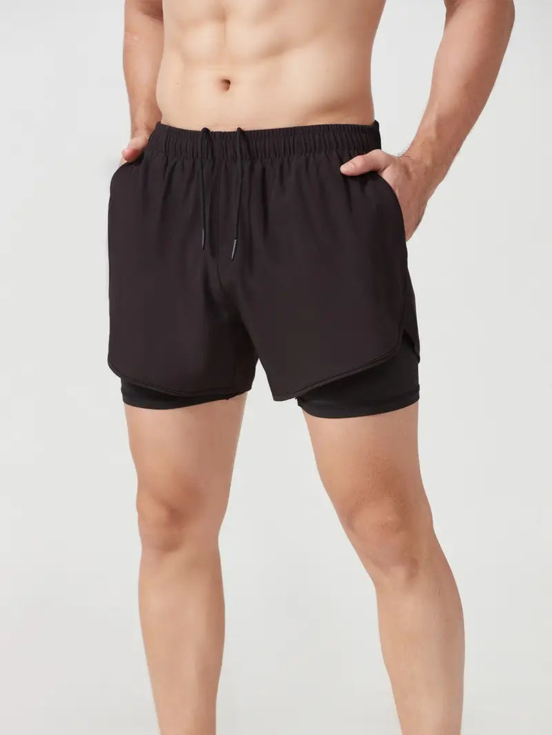 Men's 2-in-1 Quick Dry Fitness Training Shorts