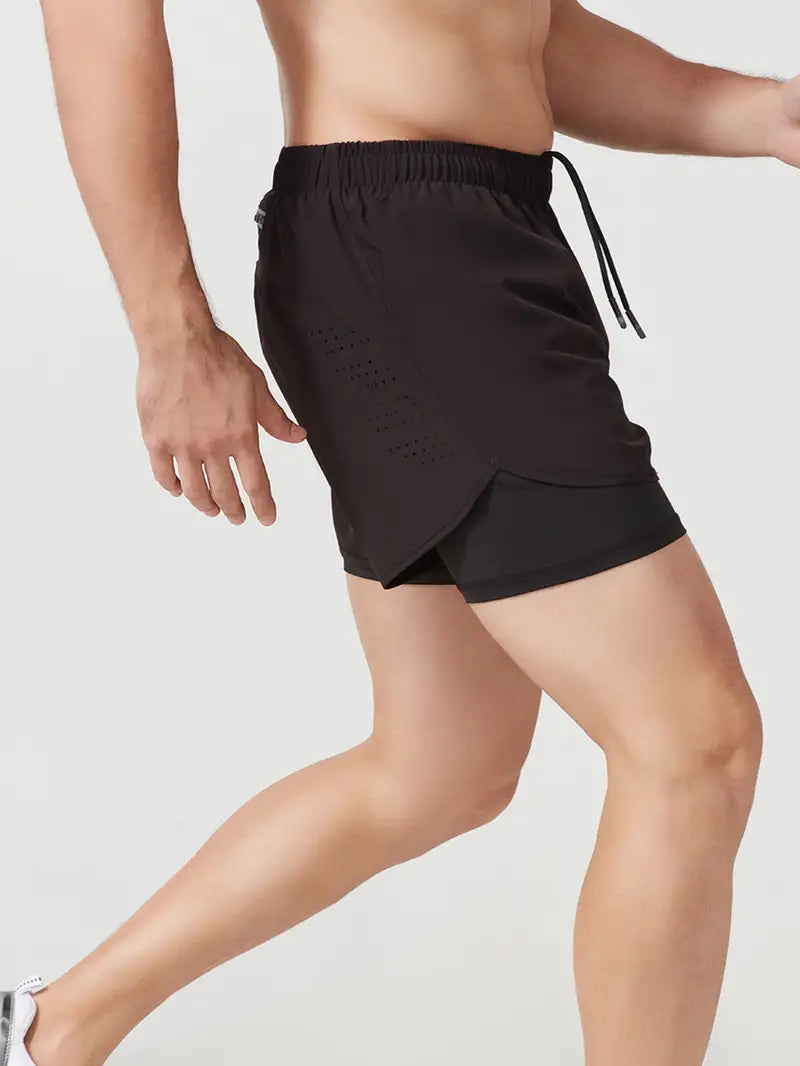 Men's 2-in-1 Quick Dry Fitness Training Shorts