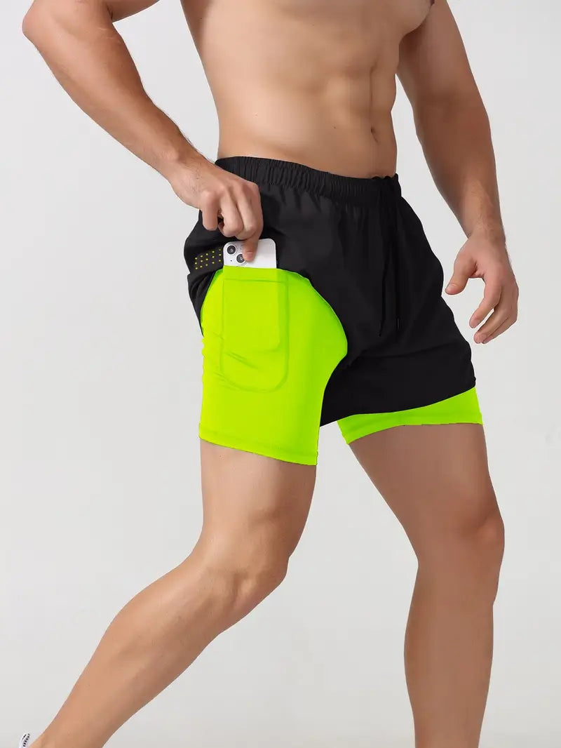 Men's 2-in-1 Quick Dry Fitness Training Shorts