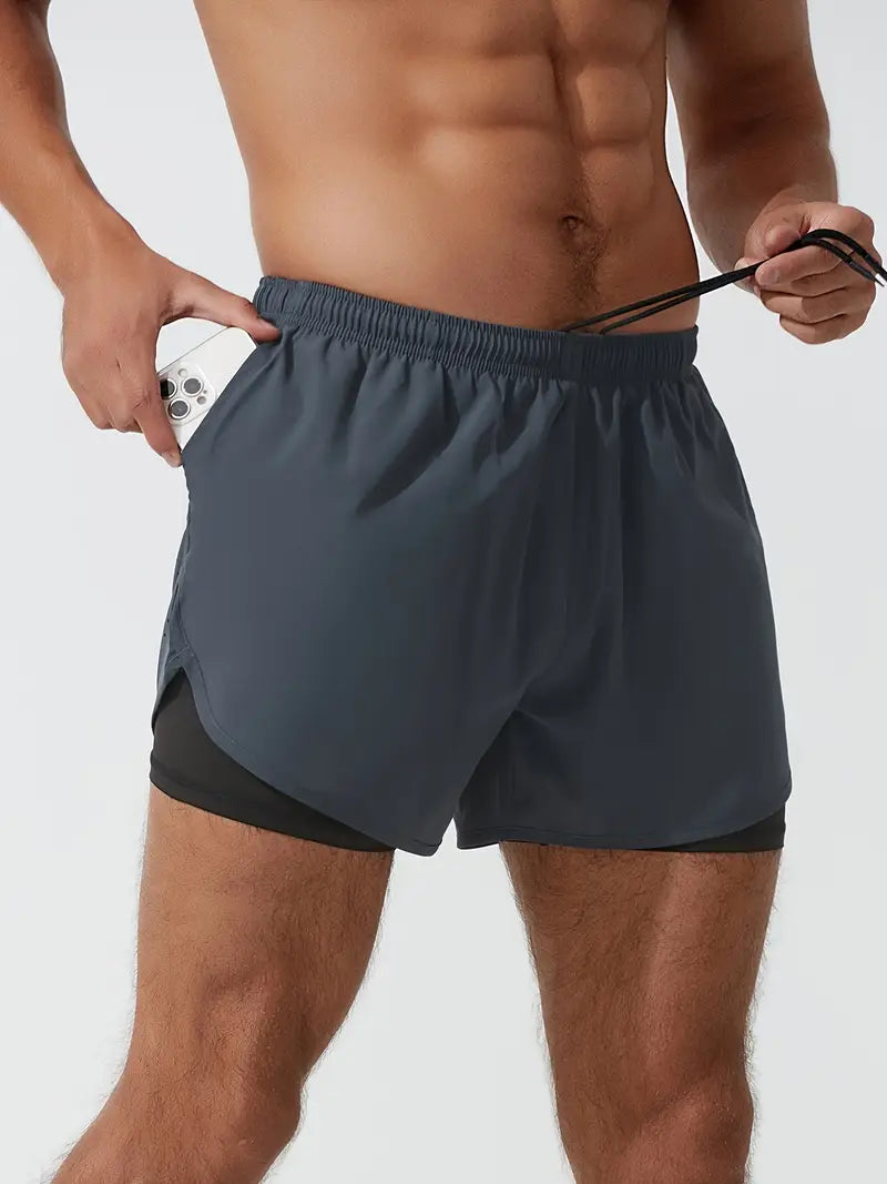 Men's 2-in-1 Quick Dry Fitness Training Shorts